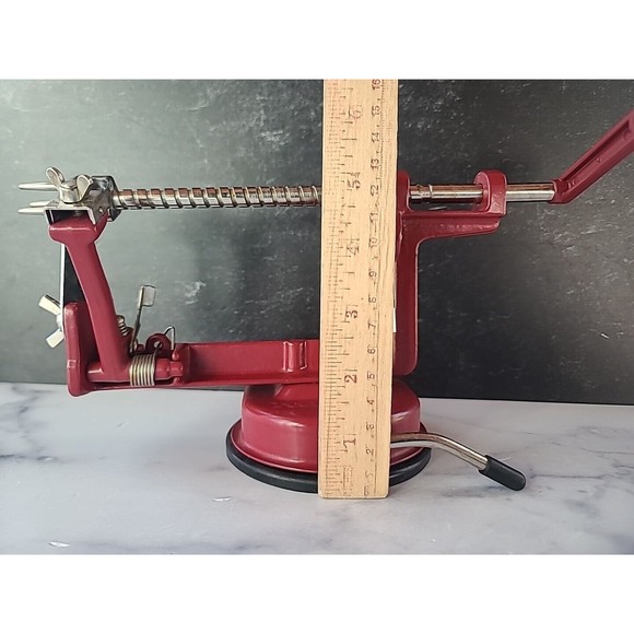 Apple Potato Peeler Corer By Peel Away Durable Metal Heavy Duty Red W Chrome - Picture 10 of 10